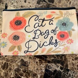 Cream & floral makeup pouch